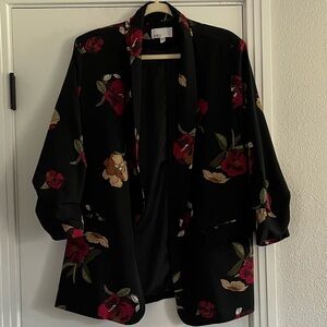DR2 Black Floral Women's Blazer